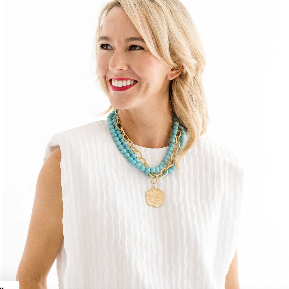 Artful! Susan Shaw Layered Coin & Turquoise Necklace - NWT